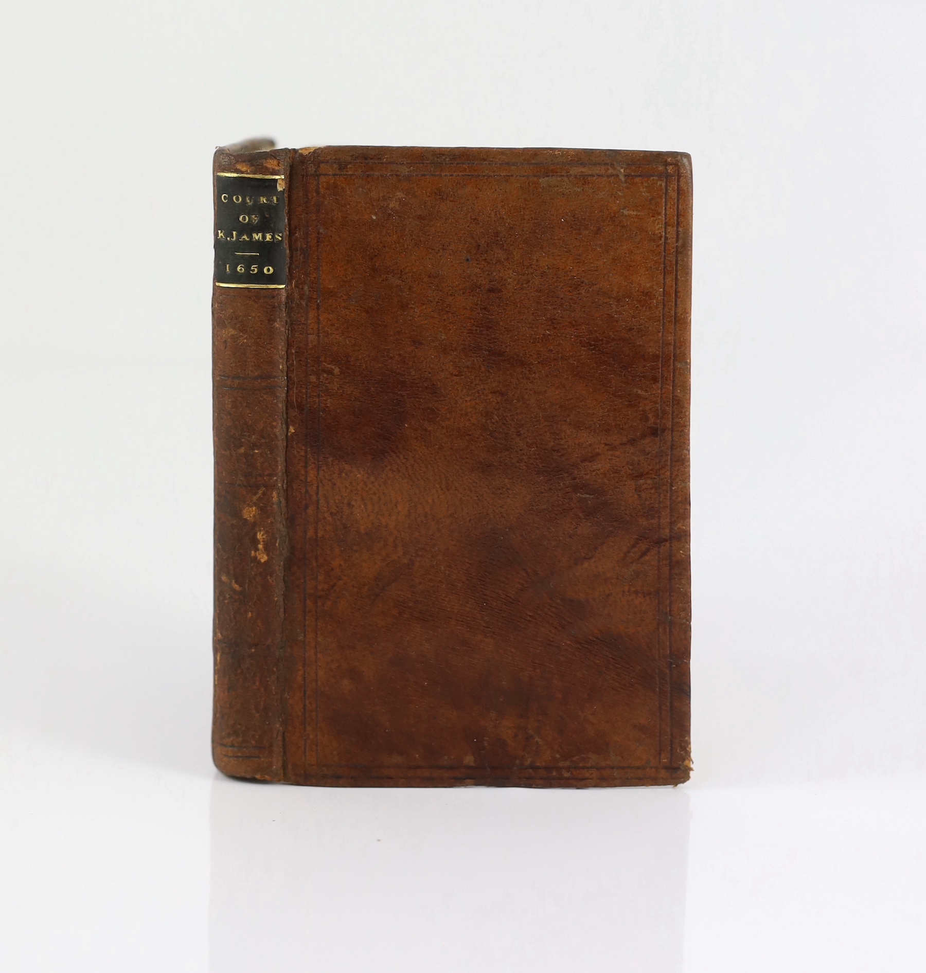 [Weldon, Sir Anthony] The Court and Character of King James ... portrait frontis., title within decorated border, headpiece decorations; old blind ruled calf, sm.8vo. printed by R.I. and are to be sold by John Wright ...